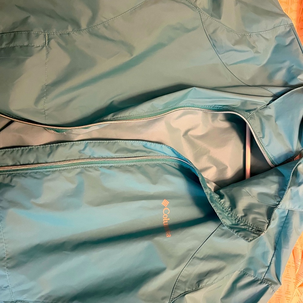 Columbia rain jacket teal green never worn tag still on size L